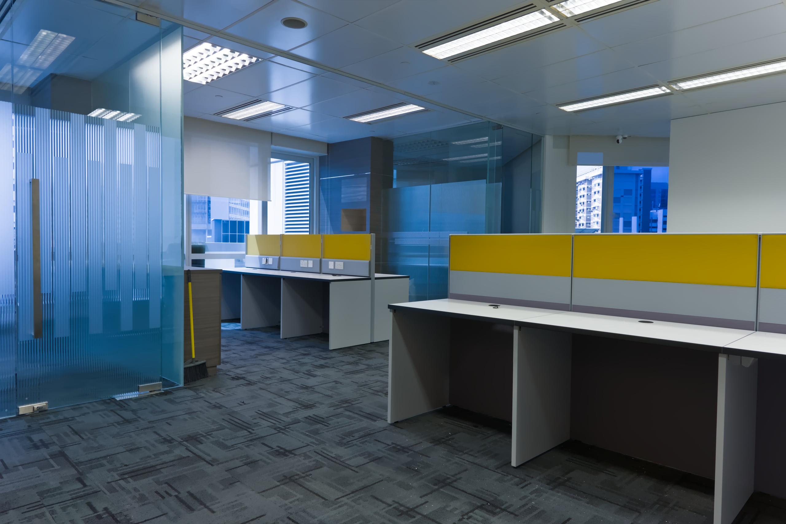 Completed open office workspace at Sunshine Plaza